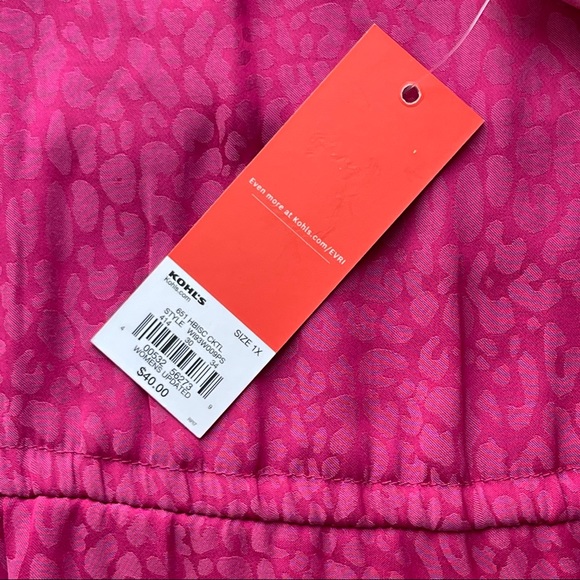 EVRI 1X Peplum Hem V-Neck Pink 3/4 Sleeve Blouse - Picture 14 of 15